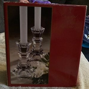 Vienna 24% Full Lead Crystal Set Of Two Candlesticks 5” Height.